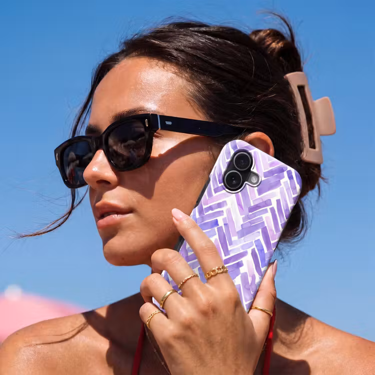 Telefoonhoesje Toughcase - Paars - Visgraat - Aquarel - Penseelstreken - Patroon — 6