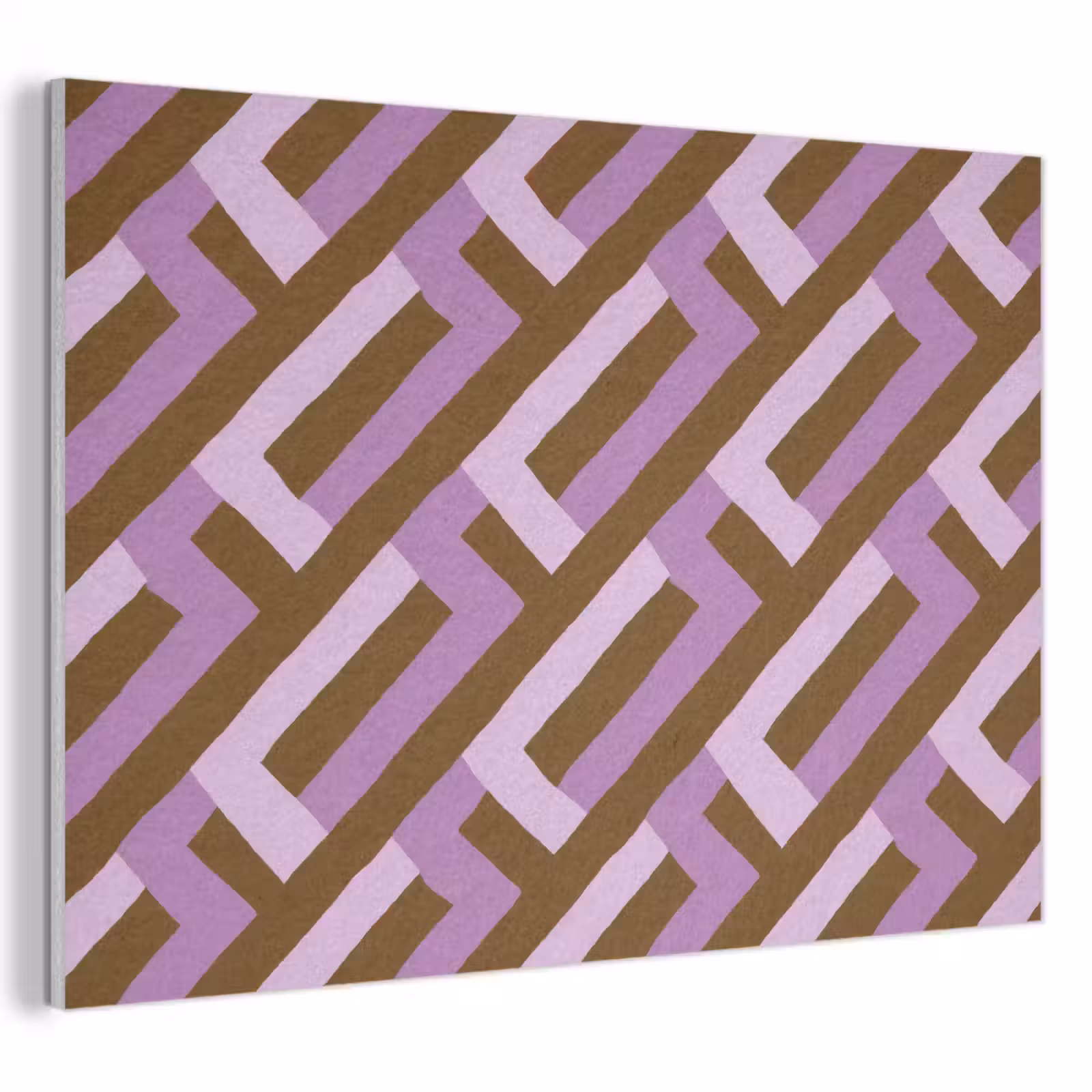 Akoestisch schilderij - Bruin - Roze - Geometrisch - Meander - Patroon — 1