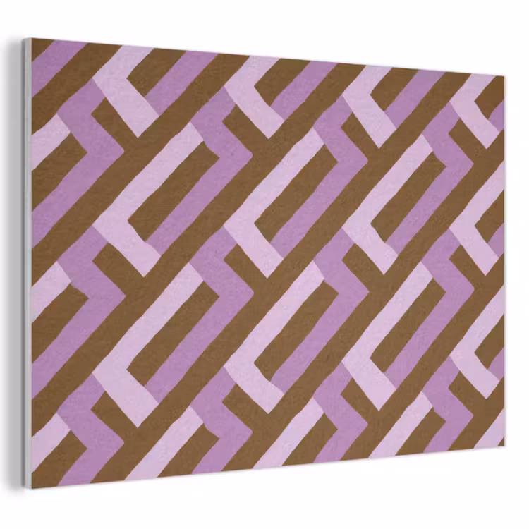 Akoestisch schilderij - Bruin - Roze - Geometrisch - Meander - Patroon — 1