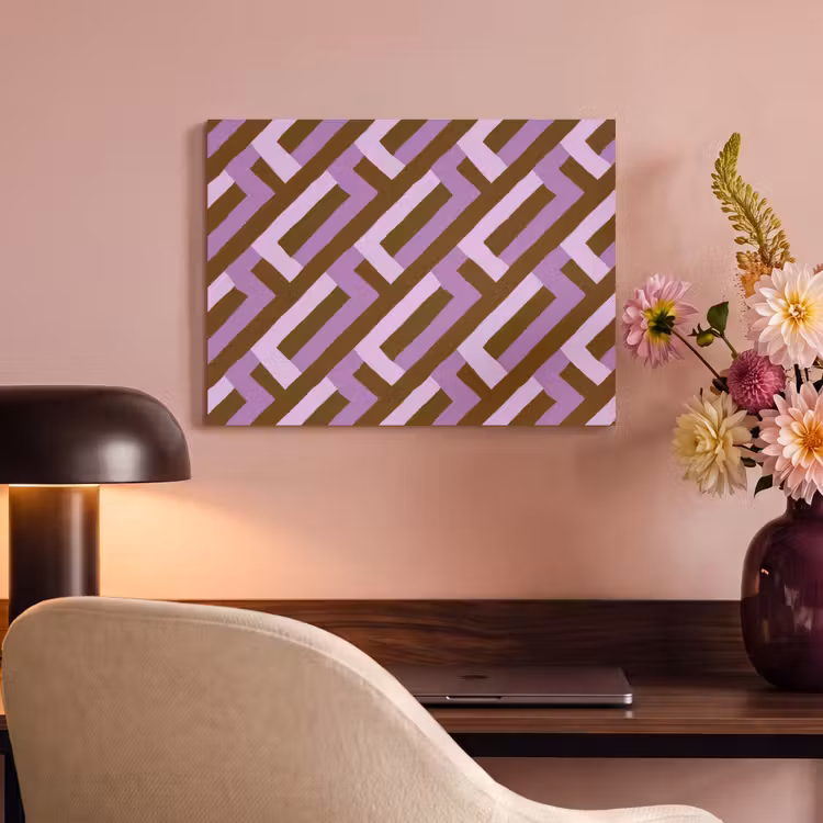 Akoestisch schilderij - Bruin - Roze - Geometrisch - Meander - Patroon — 4