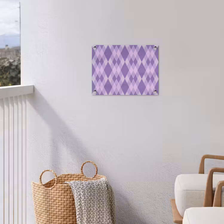 Tuinposter - Paars - Geometrisch - Ruiten - Argyle - Patroon — 3