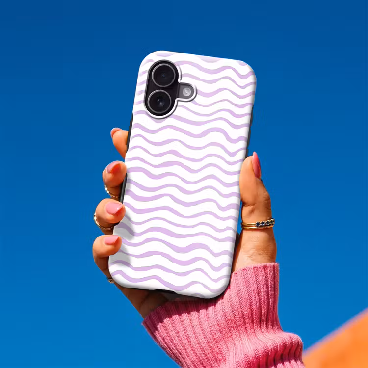 Telefoonhoesje Toughcase - Lila - Geometrisch - Golfjes - Lijnen - Patroon — 2