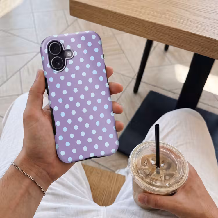 Telefoonhoesje Toughcase - Paars - Blauw - Geometrisch - Stippen - Polka Dot - Patroon — 4