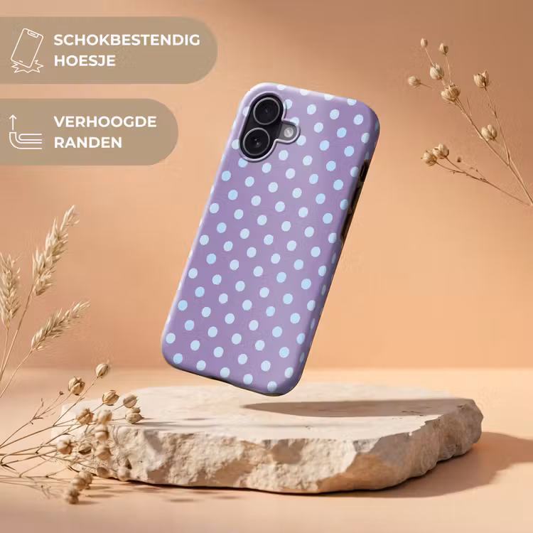 Telefoonhoesje Toughcase - Paars - Blauw - Geometrisch - Stippen - Polka Dot - Patroon — 5