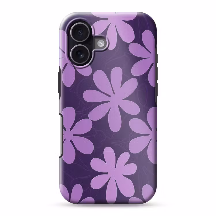Telefoonhoesje Toughcase - Paars - Botanisch - Bloemen - Retro - Patroon — 1