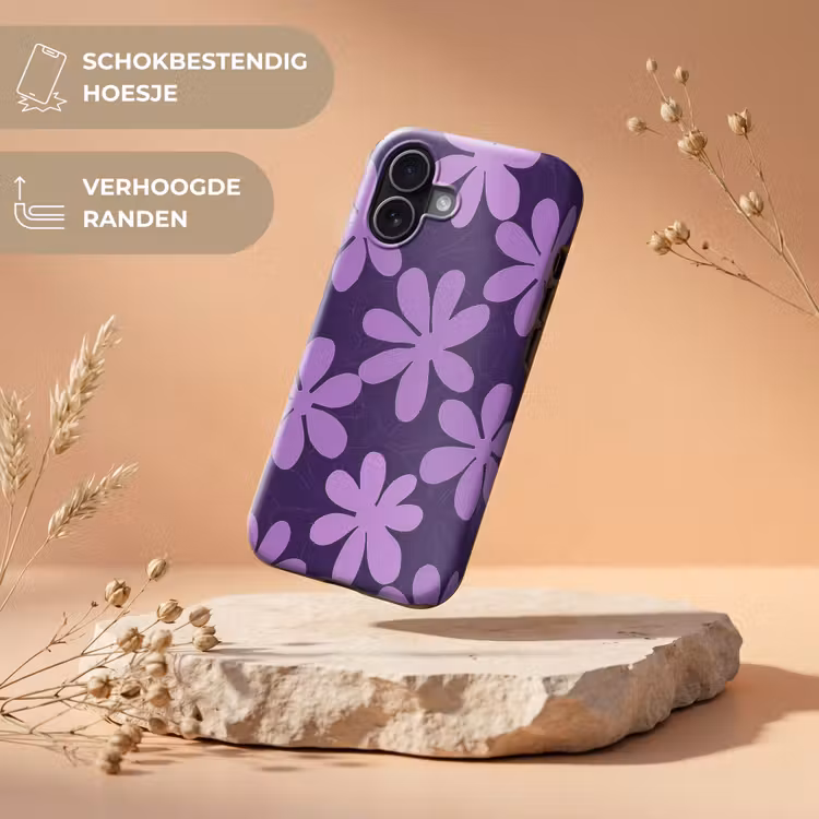 Telefoonhoesje Toughcase - Paars - Botanisch - Bloemen - Retro - Patroon — 5