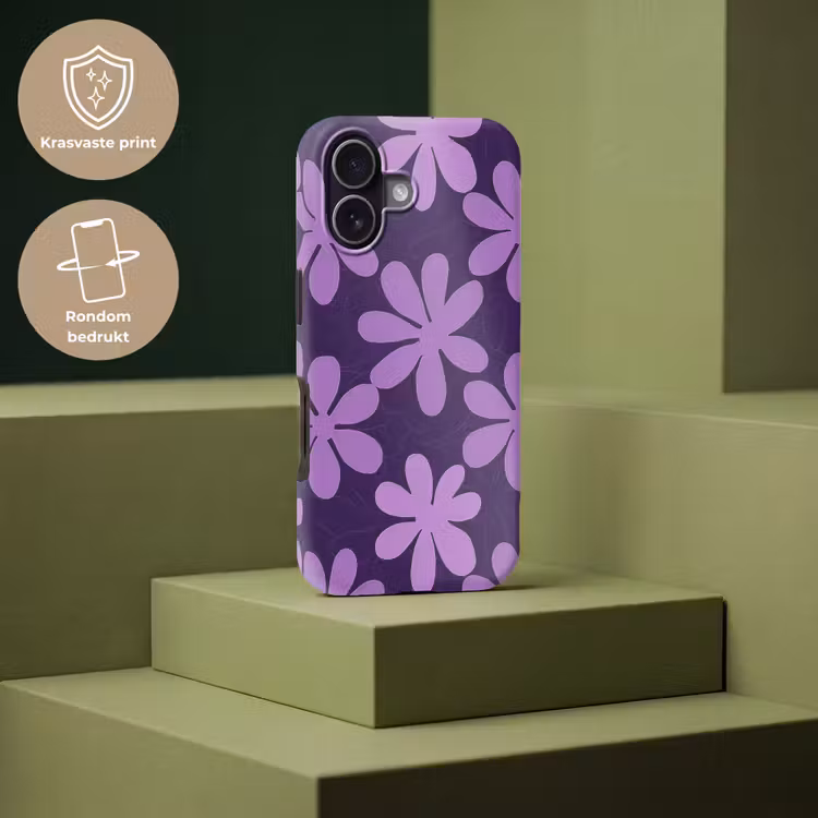 Telefoonhoesje Toughcase - Paars - Botanisch - Bloemen - Retro - Patroon — 7