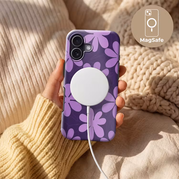 Telefoonhoesje Toughcase - Paars - Botanisch - Bloemen - Retro - Patroon — 8