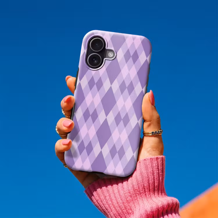 Telefoonhoesje Toughcase - Paars - Geometrisch - Ruiten - Argyle - Patroon — 2