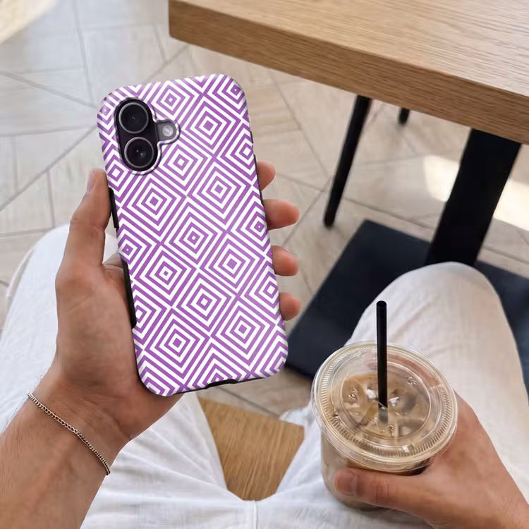 Telefoonhoesje Toughcase - Paars - Geometrisch - Ruiten - Concentrisch - Patroon — 4