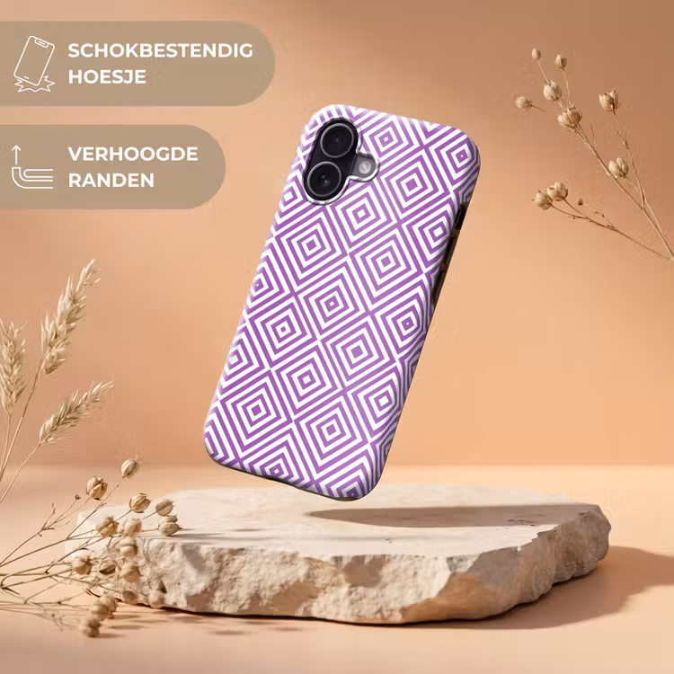 Telefoonhoesje Toughcase - Paars - Geometrisch - Ruiten - Concentrisch - Patroon — 5