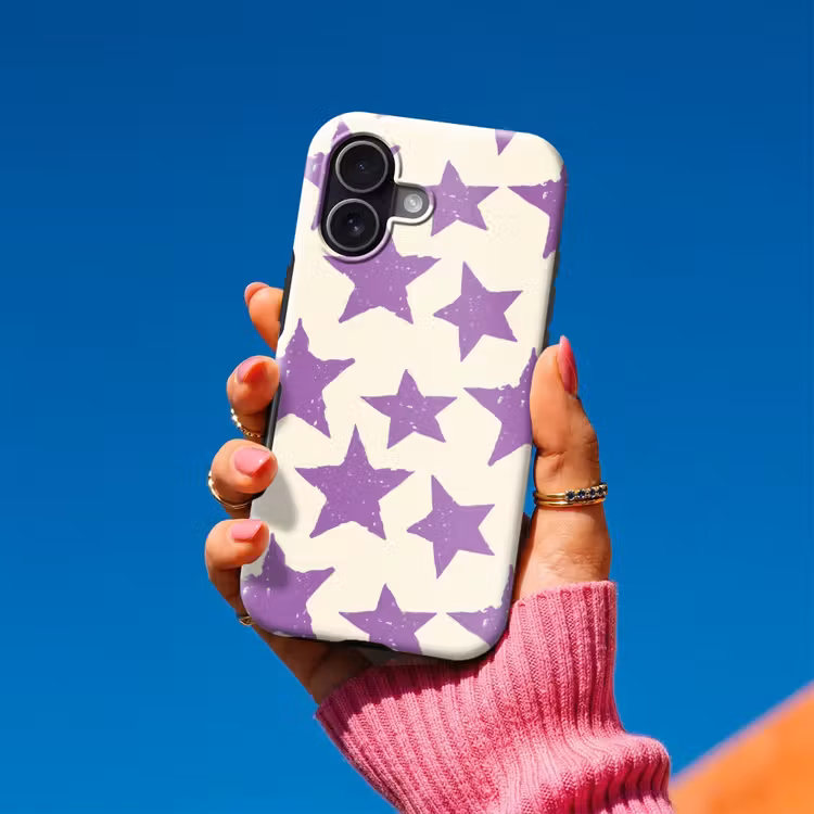 Telefoonhoesje Toughcase - Paars - Geometrisch - Sterren - Stempel - Patroon — 2