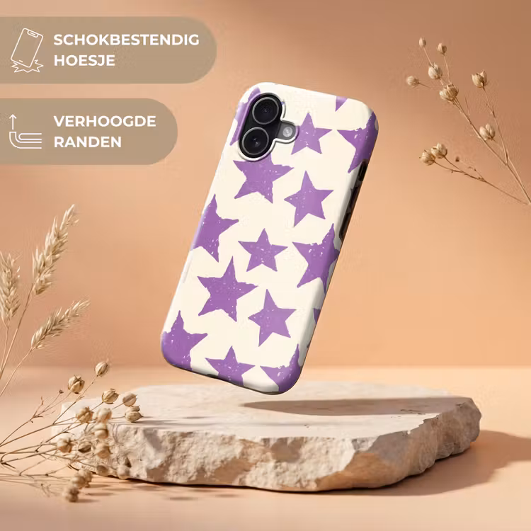 Telefoonhoesje Toughcase - Paars - Geometrisch - Sterren - Stempel - Patroon — 5