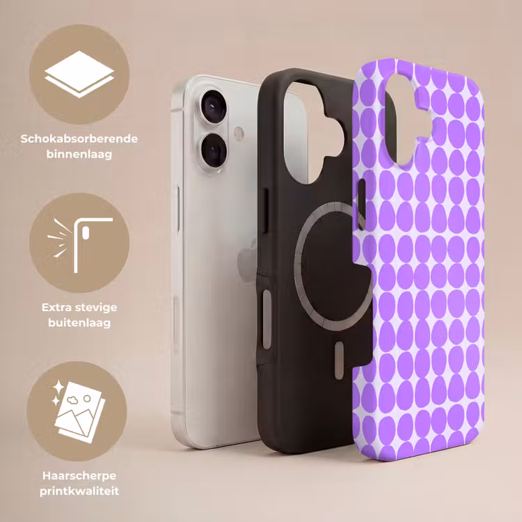 Telefoonhoesje Toughcase - Paars - Geometrisch - Stippen - Polka Dot - Patroon — 3