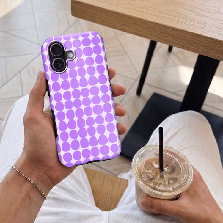 Telefoonhoesje Toughcase - Paars - Geometrisch - Stippen - Polka Dot - Patroon — 4