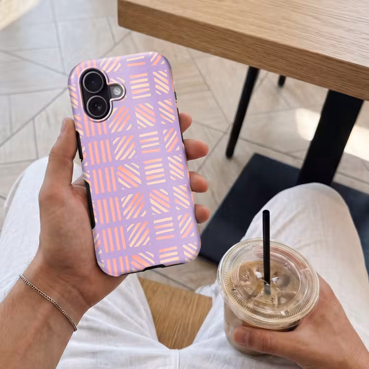 Telefoonhoesje Toughcase - Paars - Roze - Geometrisch - Strepen - Blokken - Patroon — 4