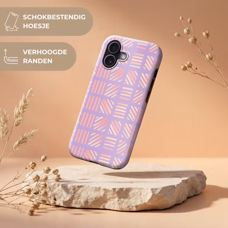 Telefoonhoesje Toughcase - Paars - Roze - Geometrisch - Strepen - Blokken - Patroon — 5