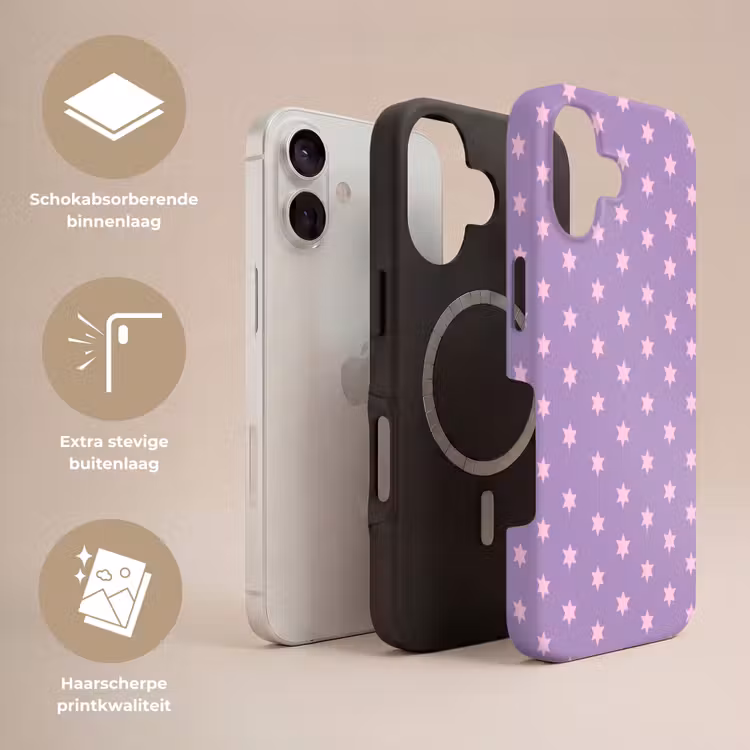 Telefoonhoesje Toughcase - Paars - Roze - Sterren - Geometrisch - Patroon — 3