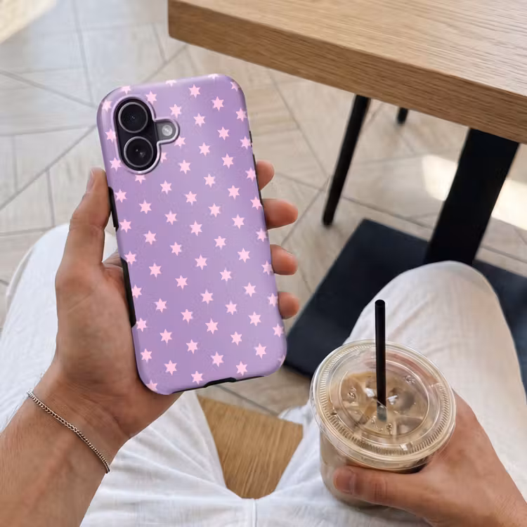 Telefoonhoesje Toughcase - Paars - Roze - Sterren - Geometrisch - Patroon — 4