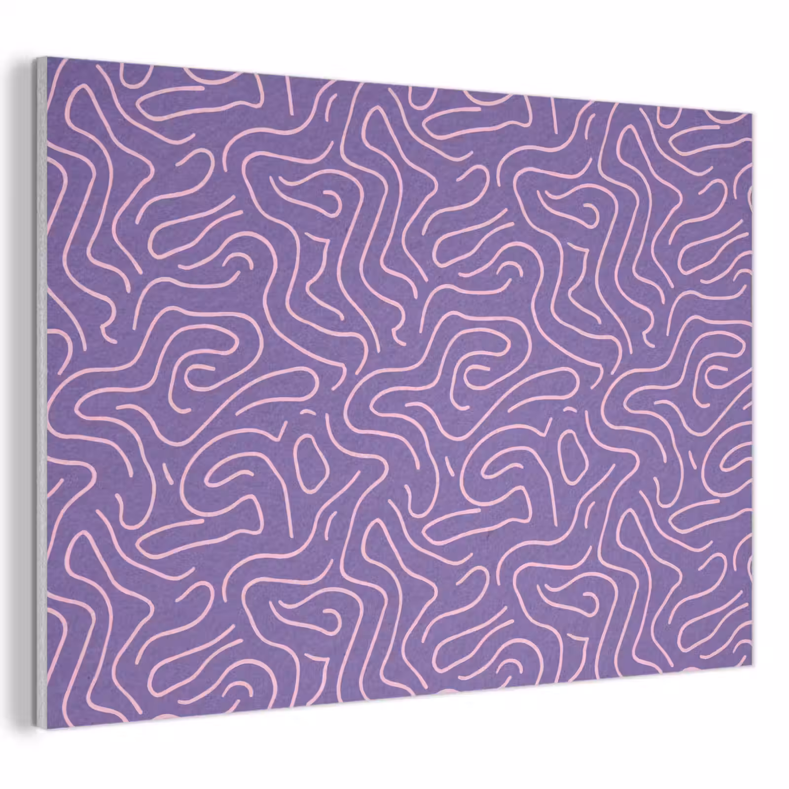 Akoestisch schilderij - Paars - Roze - Abstract - Lijnen - Doolhof - Patroon — 1