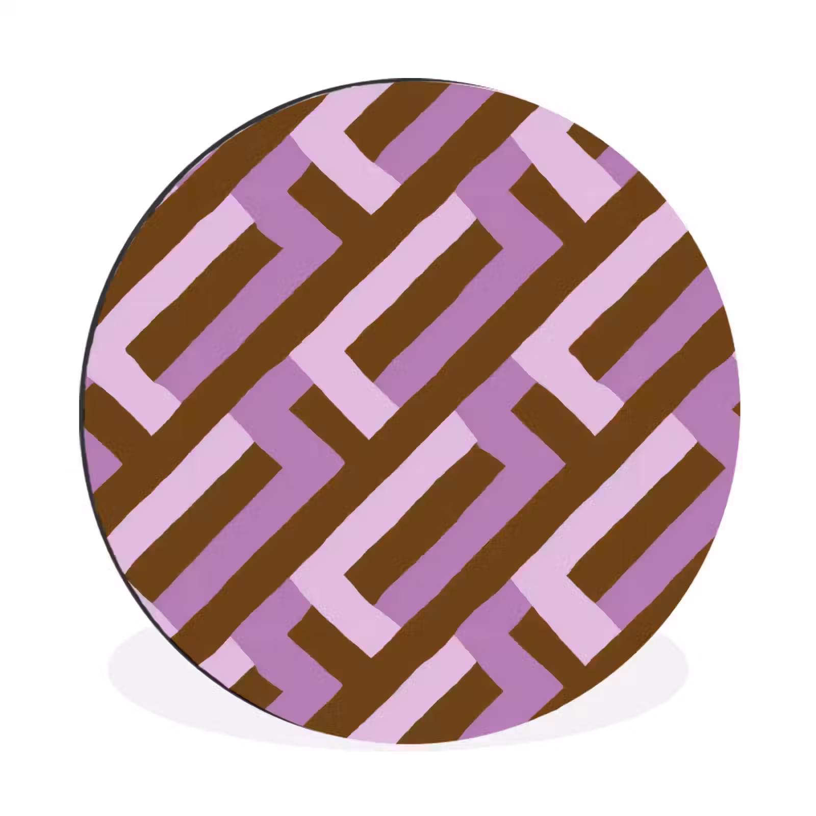 Muurcirkel aluminium - Bruin - Roze - Geometrisch - Meander - Patroon — 1
