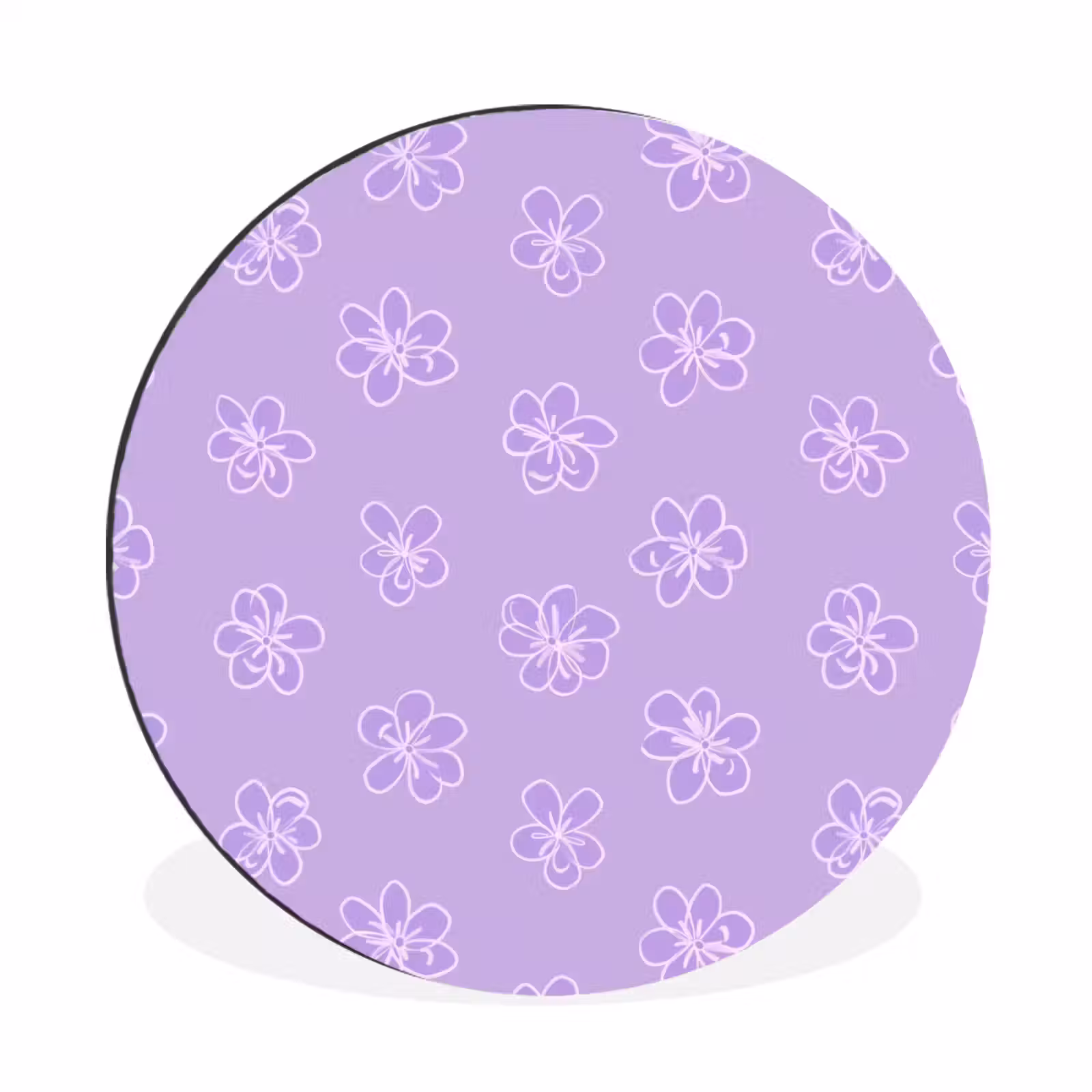 Muurcirkel aluminium - Lila - Botanisch - Bloemen - Handgetekend - Patroon — 1