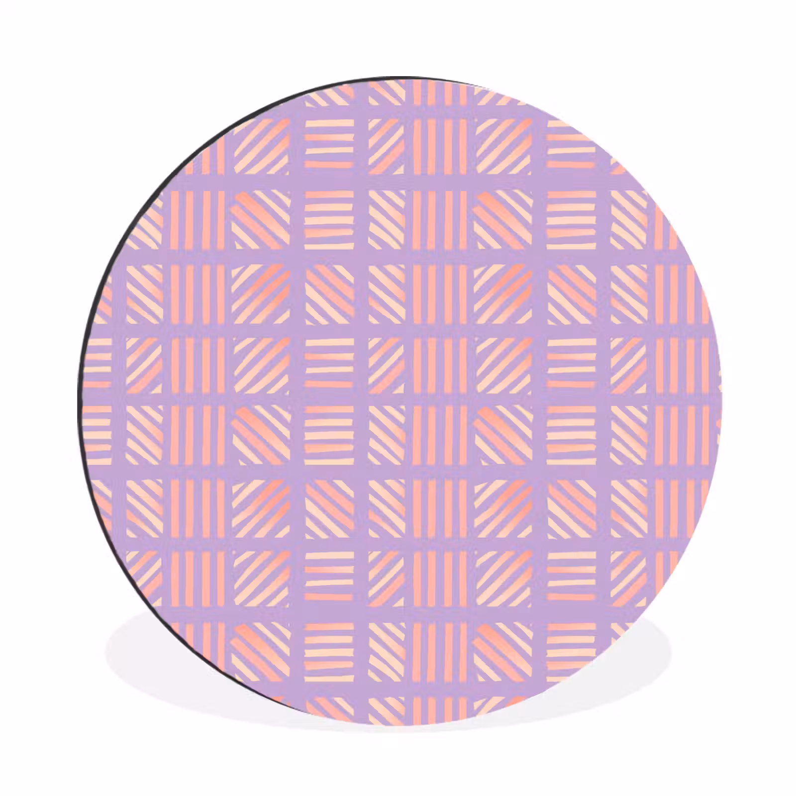 Muurcirkel aluminium - Paars - Roze - Geometrisch - Strepen - Blokken - Patroon — 1