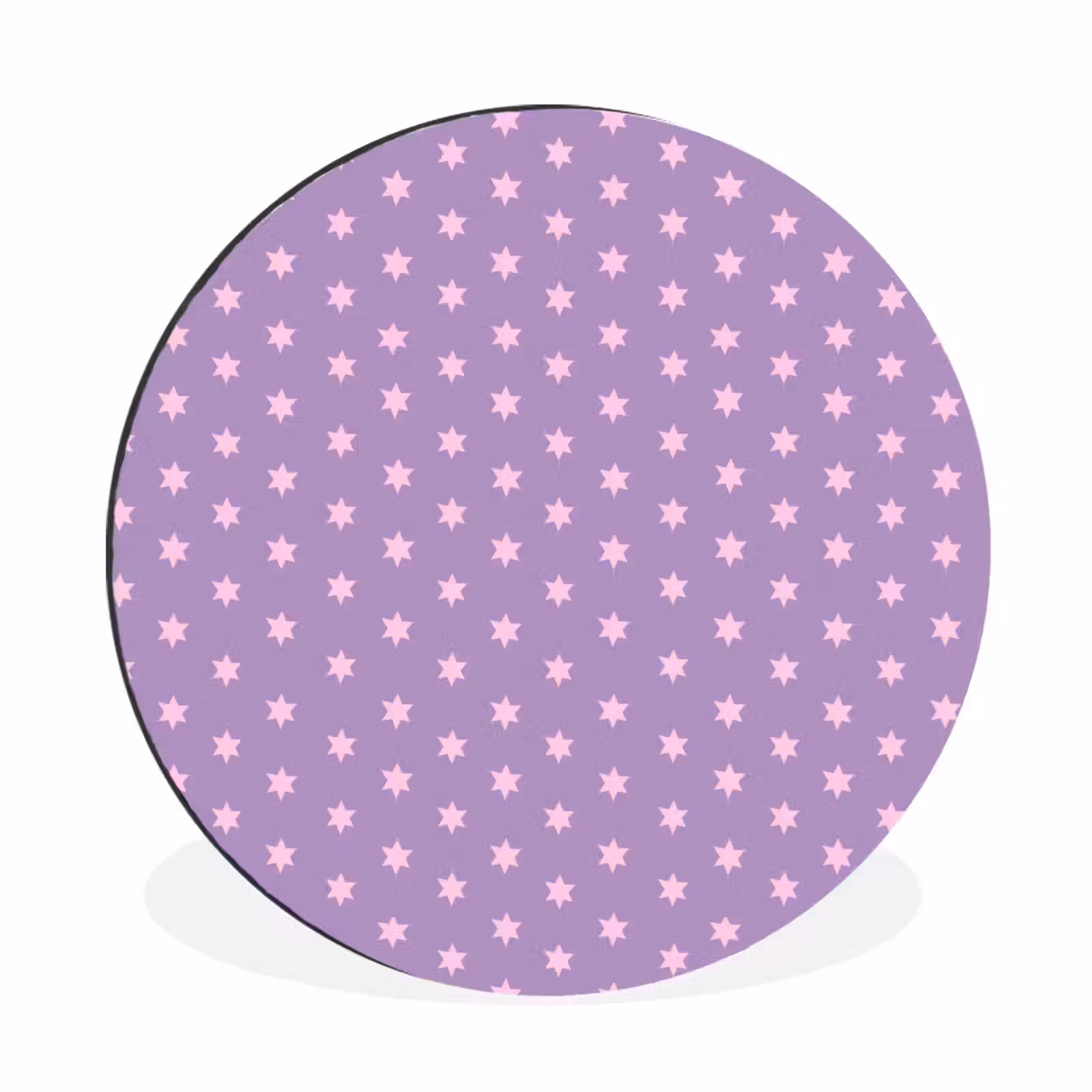 Muurcirkel aluminium - Paars - Roze - Sterren - Geometrisch - Patroon — 1
