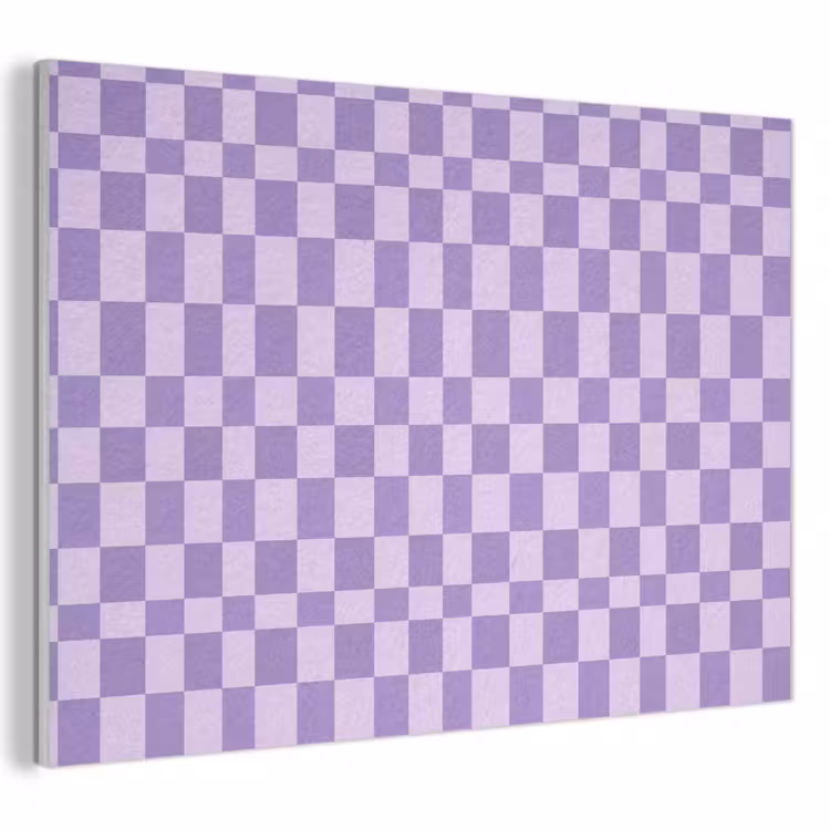 Akoestisch schilderij - Paars - Geometrisch - Dambord - Blokken - Patroon — 1