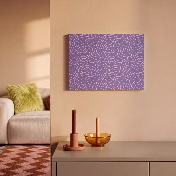 Akoestisch schilderij - Paars - Roze - Abstract - Lijnen - Doolhof - Patroon — 2