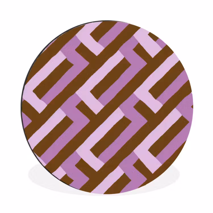 Muurcirkel aluminium - Bruin - Roze - Geometrisch - Meander - Patroon — 1