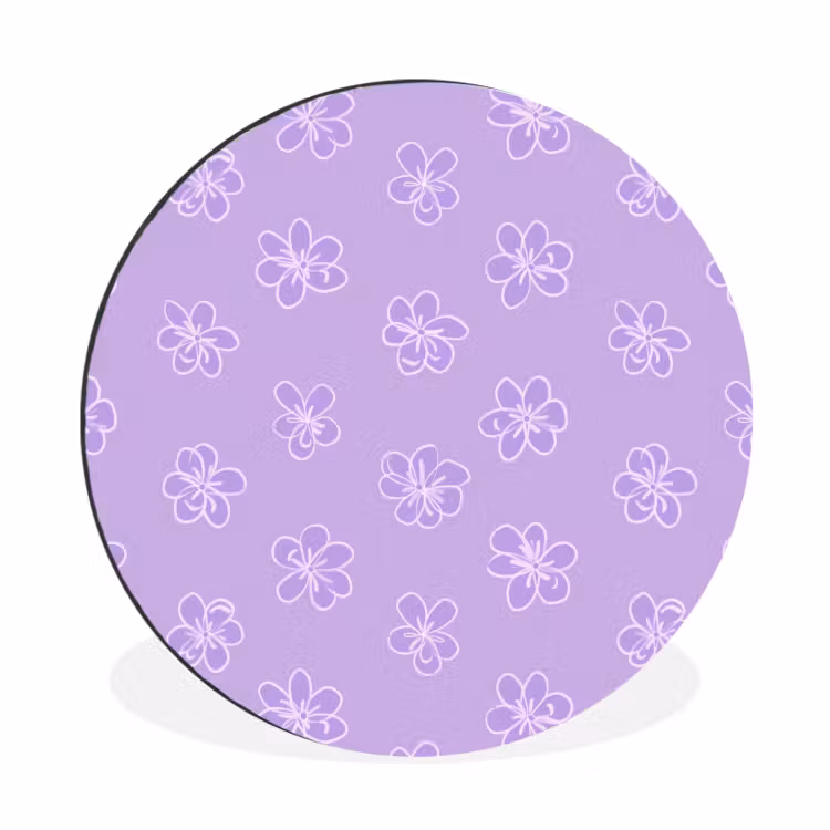 Muurcirkel aluminium - Lila - Botanisch - Bloemen - Handgetekend - Patroon — 1