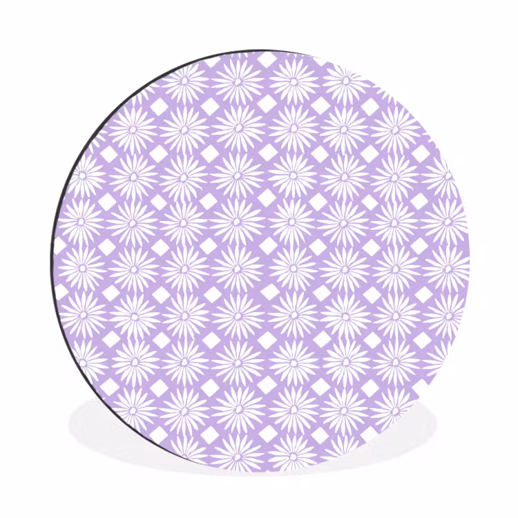 Muurcirkel aluminium - Lila - Botanisch - Bloemen - Margrieten - Patroon — 1