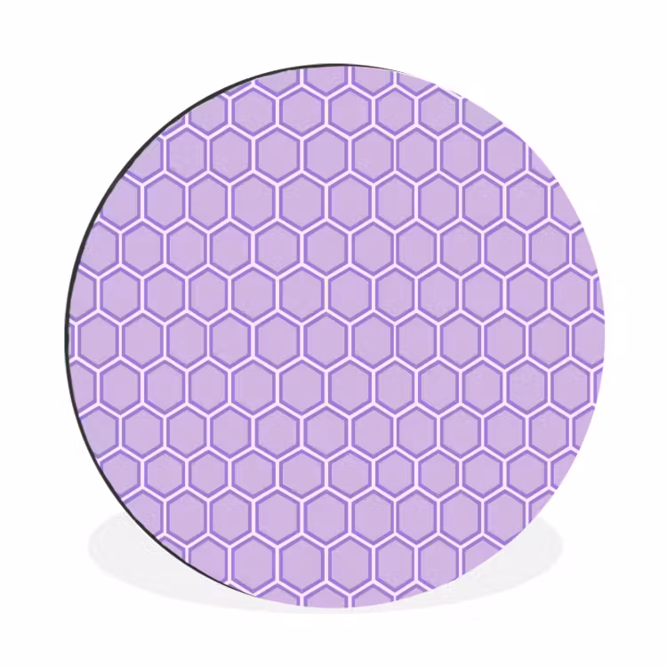 Muurcirkel aluminium - Paars - Geometrisch - Honeycomb - Bijenraat - Patroon — 1