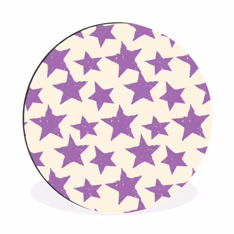 Muurcirkel aluminium - Paars - Geometrisch - Sterren - Stempel - Patroon — 1