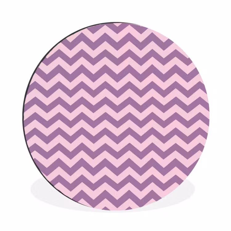 Muurcirkel aluminium - Paars - Roze - Geometrisch - Chevron - Zigzag - Patroon — 1