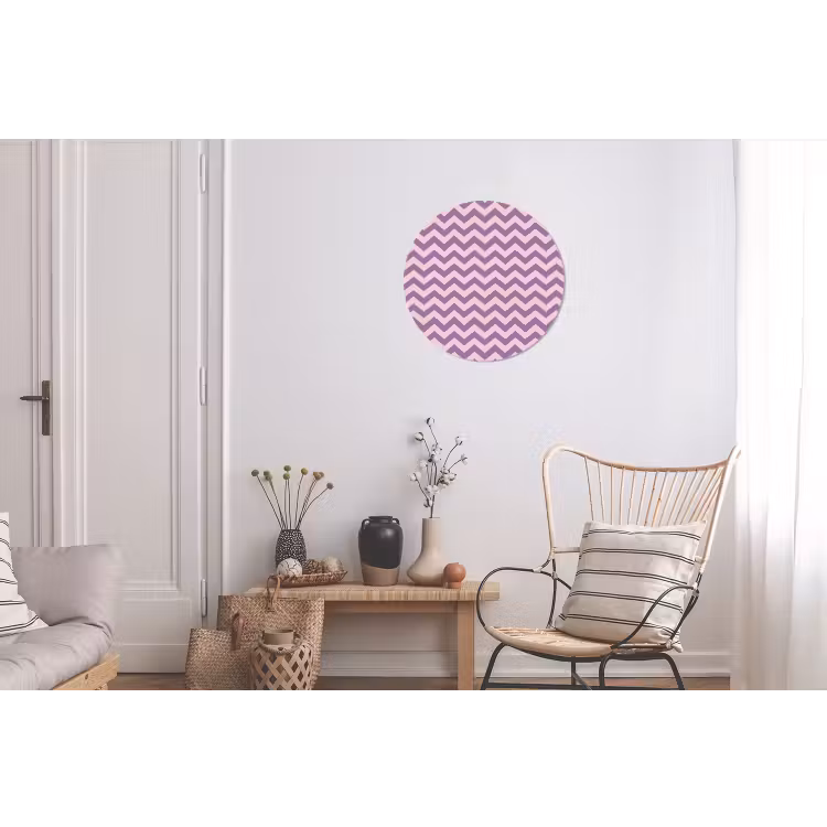 Muurcirkel aluminium - Paars - Roze - Geometrisch - Chevron - Zigzag - Patroon — 2