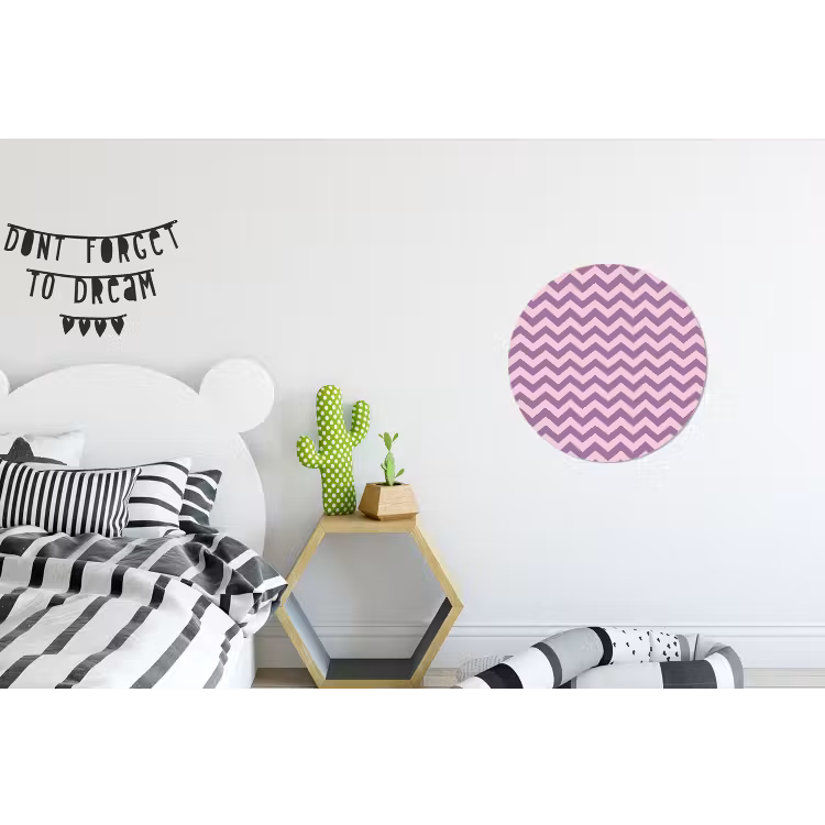 Muurcirkel aluminium - Paars - Roze - Geometrisch - Chevron - Zigzag - Patroon — 5