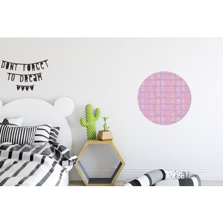 Muurcirkel aluminium - Paars - Roze - Geometrisch - Strepen - Blokken - Patroon — 5
