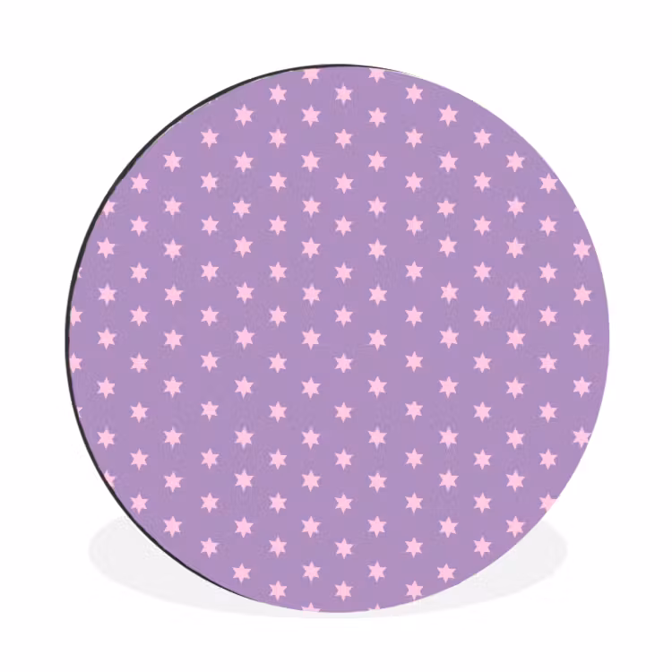 Muurcirkel aluminium - Paars - Roze - Sterren - Geometrisch - Patroon — 1