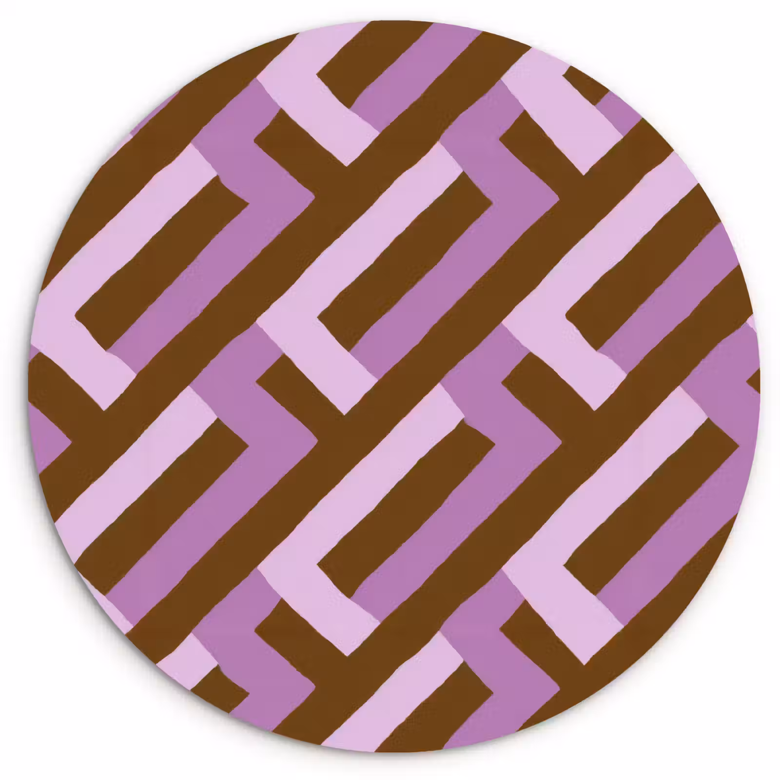 Muurcirkel glas - Bruin - Roze - Geometrisch - Meander - Patroon — 1