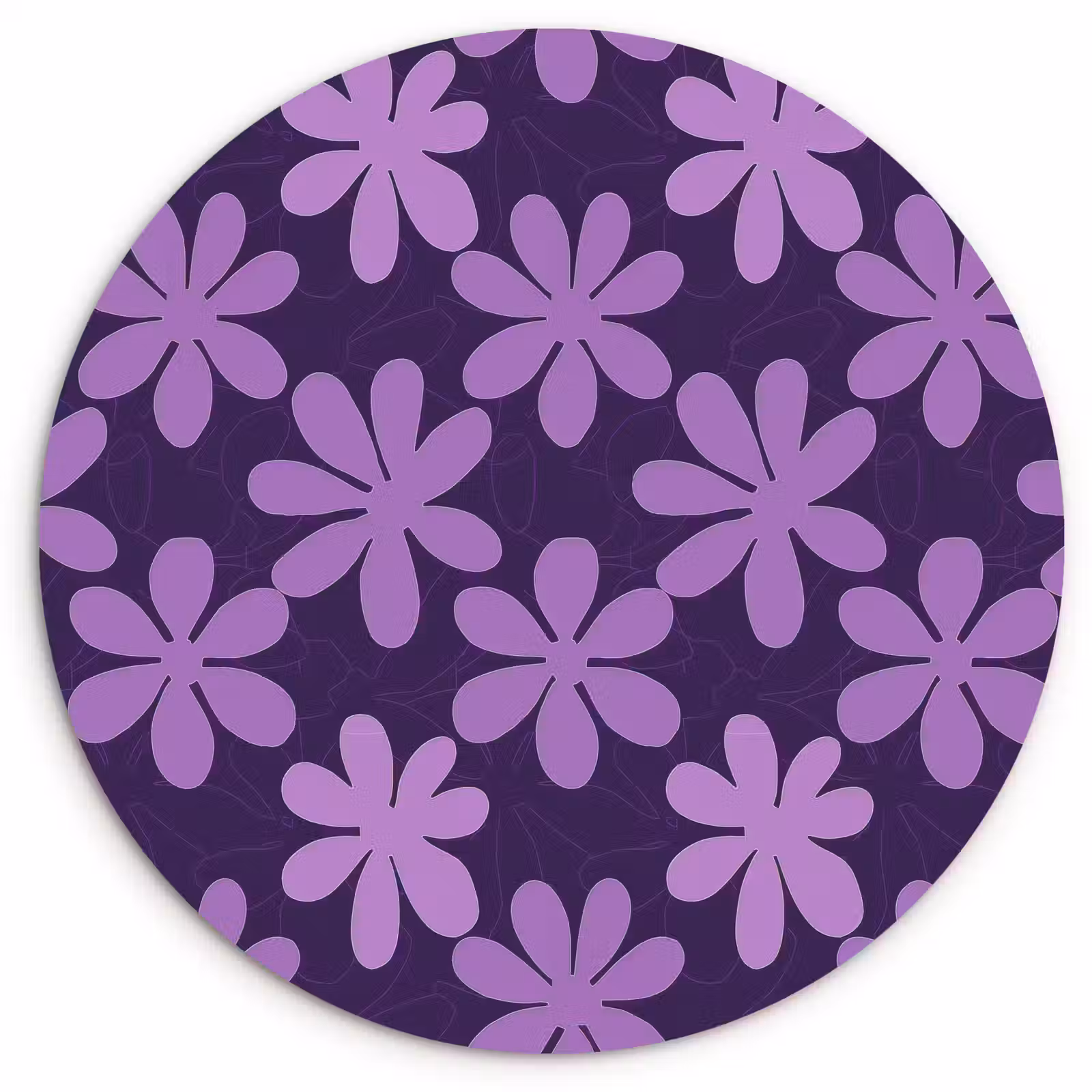 Muurcirkel glas - Paars - Botanisch - Bloemen - Retro - Patroon — 1