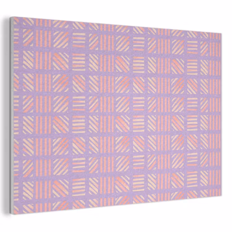 Akoestisch schilderij - Paars - Roze - Geometrisch - Strepen - Blokken - Patroon — 1