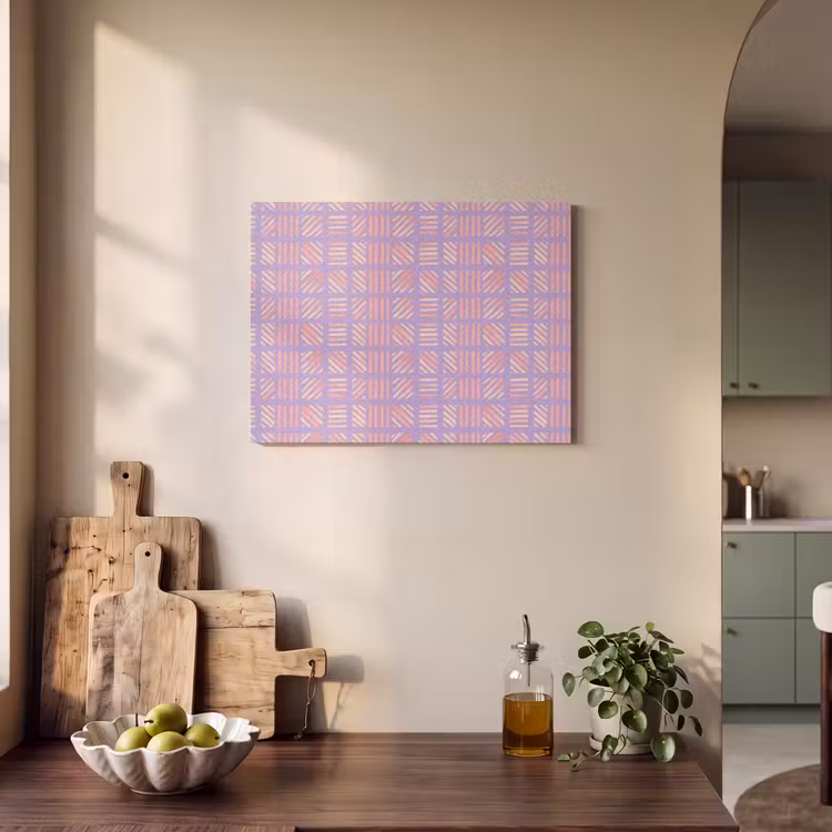 Akoestisch schilderij - Paars - Roze - Geometrisch - Strepen - Blokken - Patroon — 3
