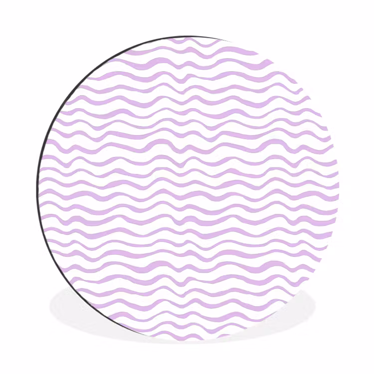 Muurcirkel aluminium - Lila - Geometrisch - Golfjes - Lijnen - Patroon — 1