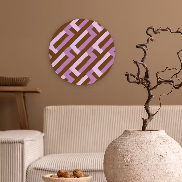 Muurcirkel glas - Bruin - Roze - Geometrisch - Meander - Patroon — 2