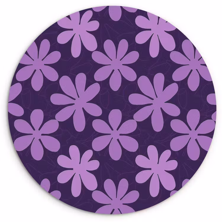 Muurcirkel glas - Paars - Botanisch - Bloemen - Retro - Patroon — 1