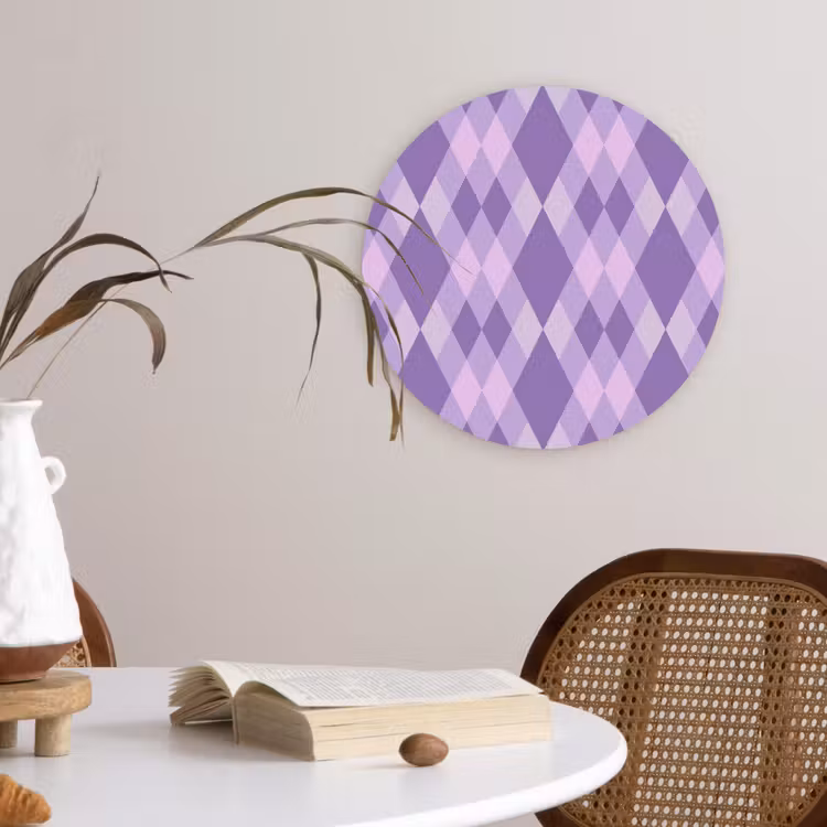 Muurcirkel glas - Paars - Geometrisch - Ruiten - Argyle - Patroon — 4