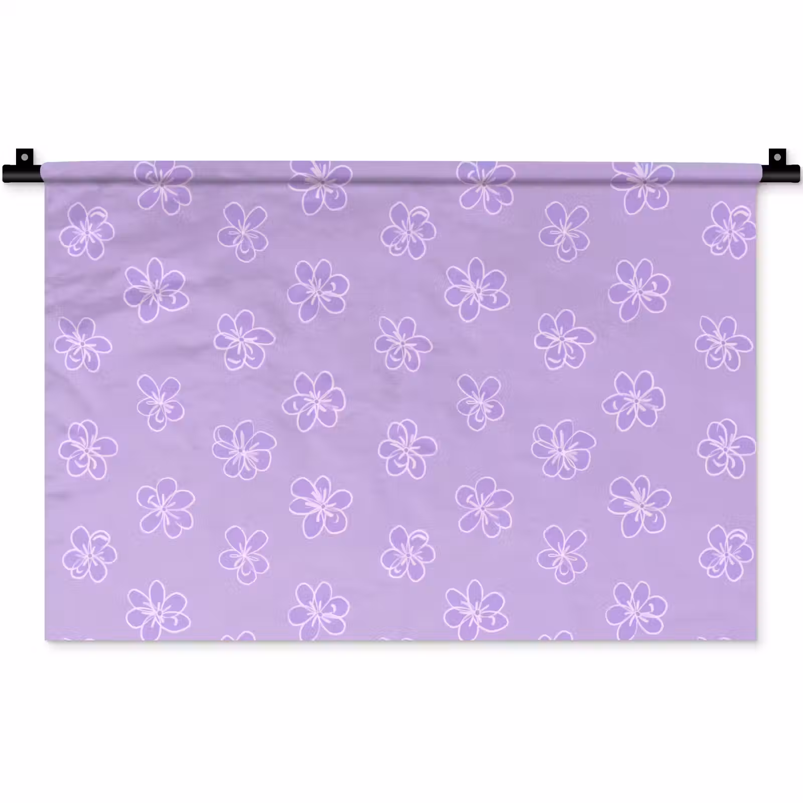Wandkleed - Lila - Botanisch - Bloemen - Handgetekend - Patroon — 1