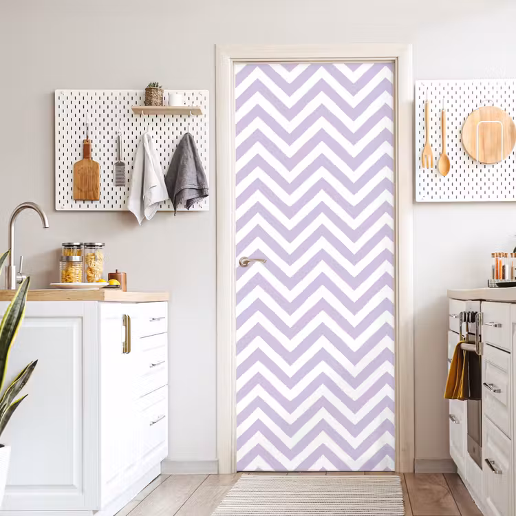 Deursticker - Lila - Geometrisch - Chevron - Zigzag - Patroon — 7